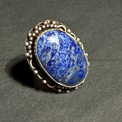 LAPIS JADE OVAL RING (Communication, Truth, Ease Of Expression And Wisdom) image 2