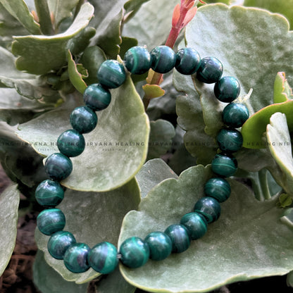 GREEN CATS EYE ROUND BEADED BRACELET (Protection, Prosperity And Intuition) image 4