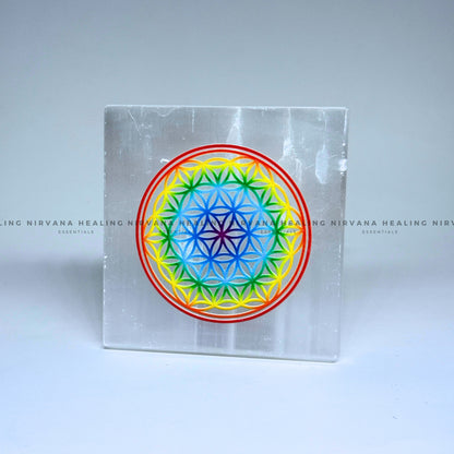 SELENITE FLOWER COLOUR CHARGING PLATE (Aura Cleansing ,Charging, Cleansing And Purification). image 3