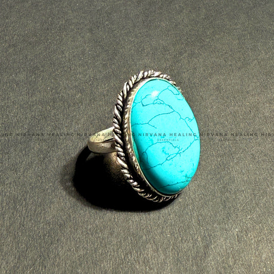 TURQUOISE OVAL RING (Divine Protection, Psycho Gifts, Healing, Wisdom, Truth) image 1