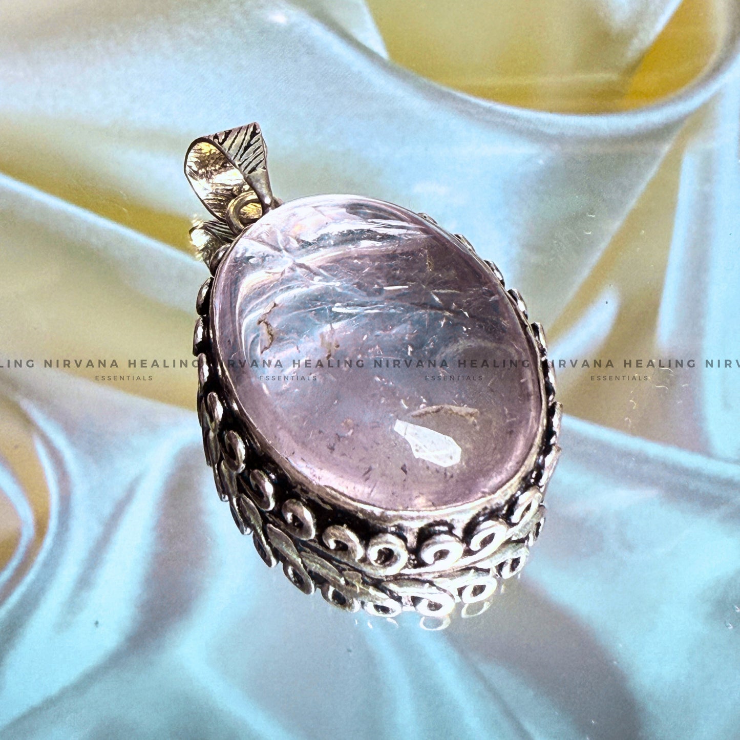 ROSE QUARTZ OVAL PENDANT (Love, Romance, Relationship And Emotion Balance) image 0