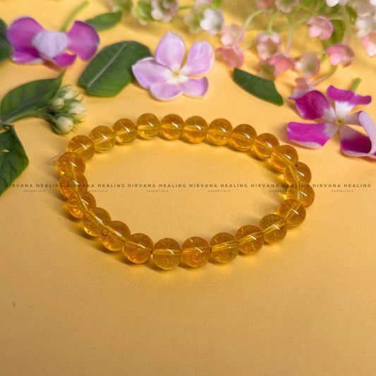 CITRINE YELLOW ROUND BEADED BRACELET (Abundance, Creativity, Success And Confidence).  image 0