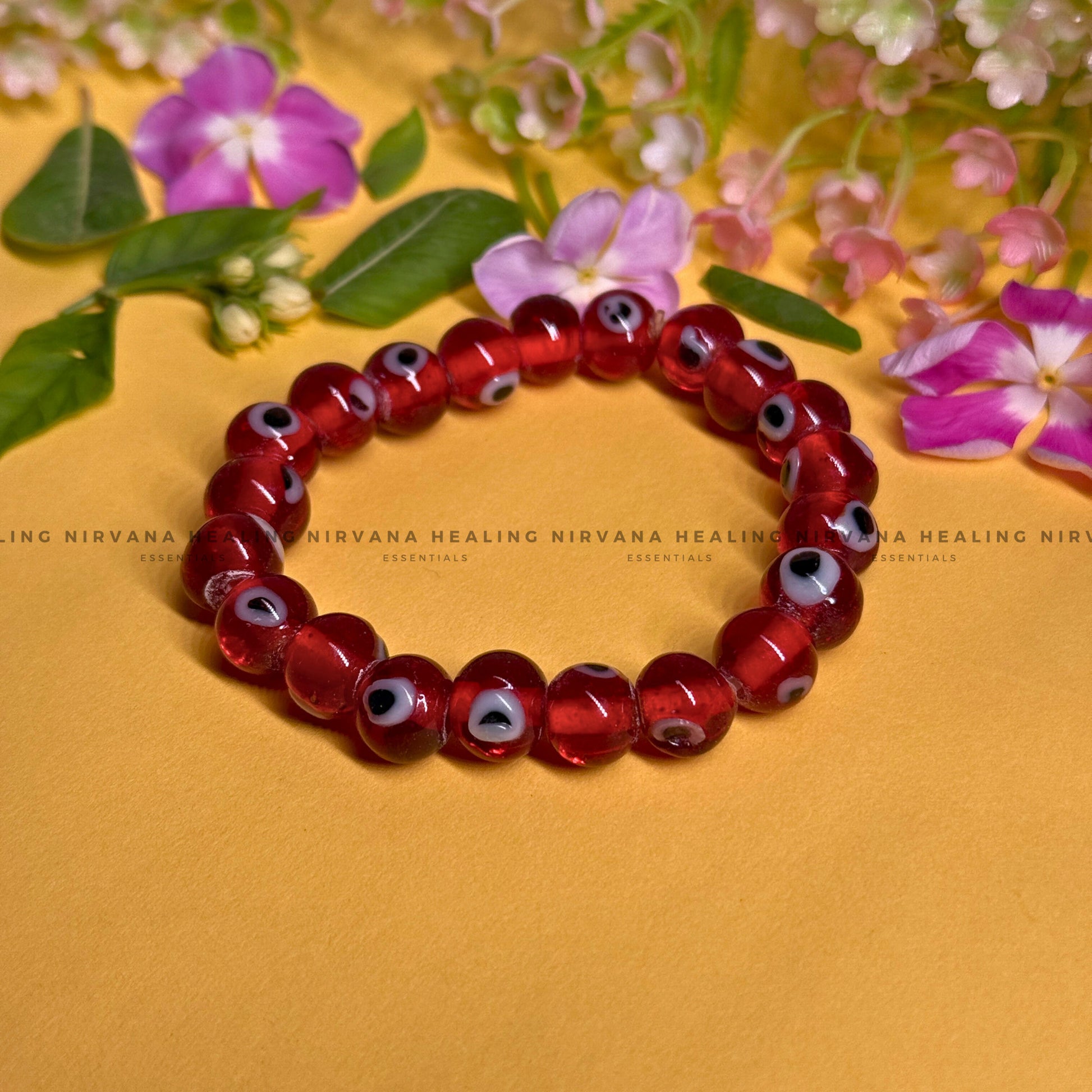CRYSTAL RED EVIL EYE ROUND BEADS BRACELET (Ward Off Negativity, Envy And Harmful Intentions) image 0