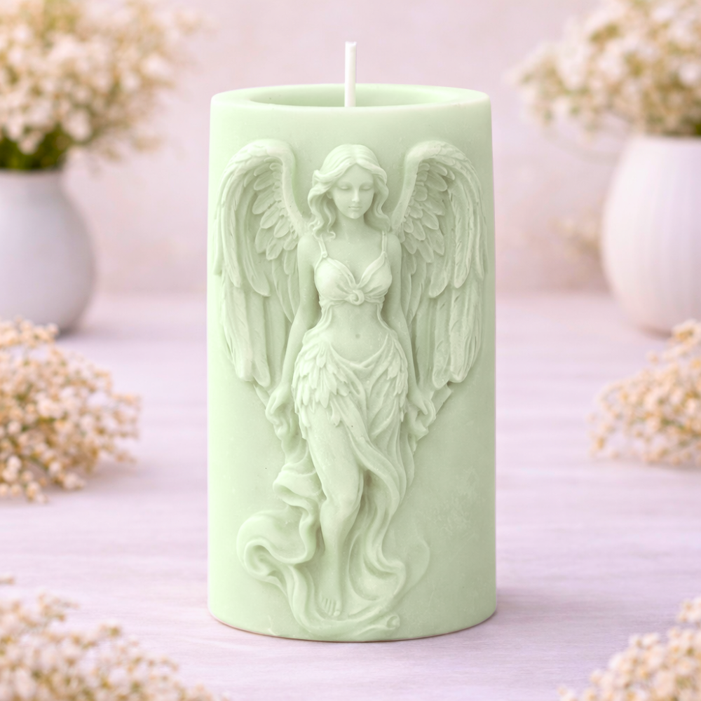 PILLAR ARCHANGEL RITUAL CANDLE (Made From Natural Beeswax) - Green image