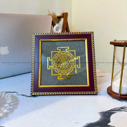 SHREE YANTRA ON RAW PYRITE FRAME (Wealth, Power & Manifestation) image 0