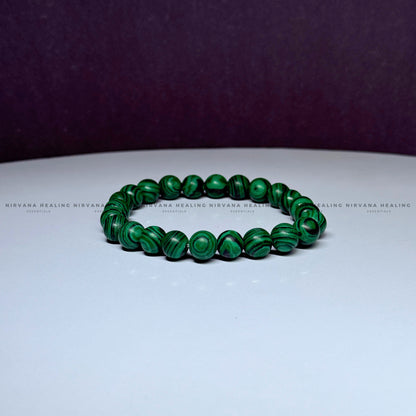 MALACHITE ROUND BEADED BRACELET (Transformation, Pain Reliever And Emotional Healing) image 3