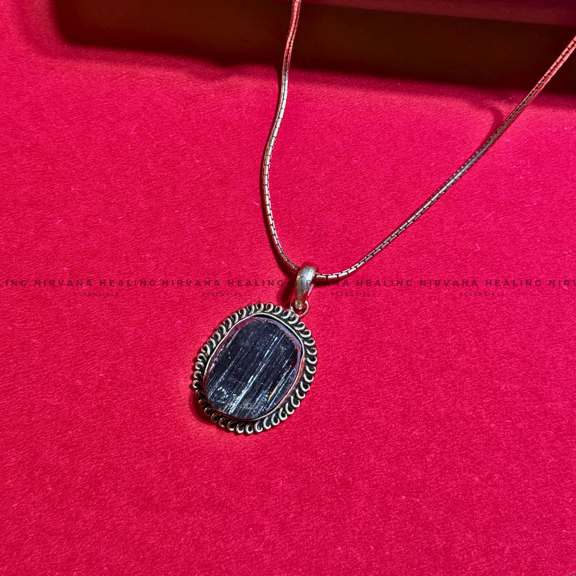 BLACK TOURMALINE RAW OVAL PENDANT (Protection, Grounding, Shielding And Growth) image 4