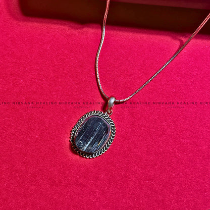 BLACK TOURMALINE RAW OVAL PENDANT (Protection, Grounding, Shielding And Growth) image 4