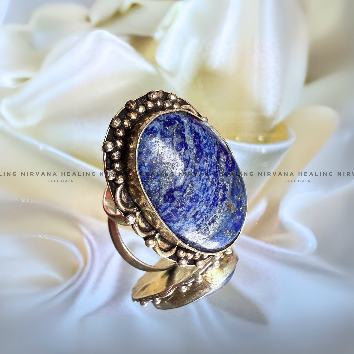 LAPIS JADE OVAL RING (Communication, Truth, Ease Of Expression And Wisdom) image 0