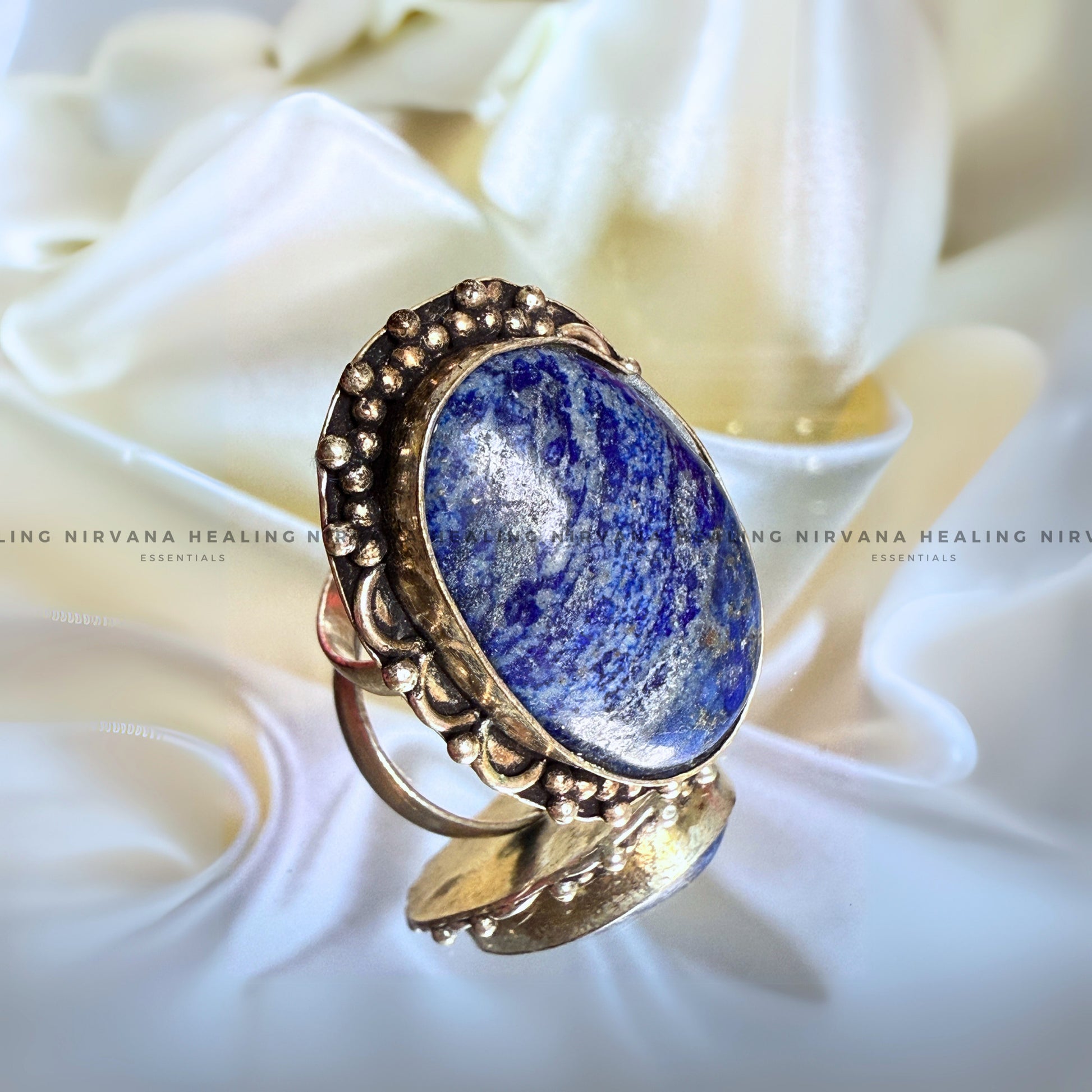 LAPIS JADE OVAL RING (Communication, Truth, Ease Of Expression And Wisdom) image 0