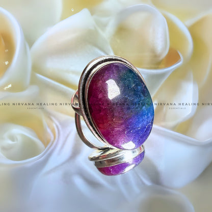 RAINBOW OVAL RING (Chakra Alignment, Positivity, Spiritual Growth And Luck) image 0