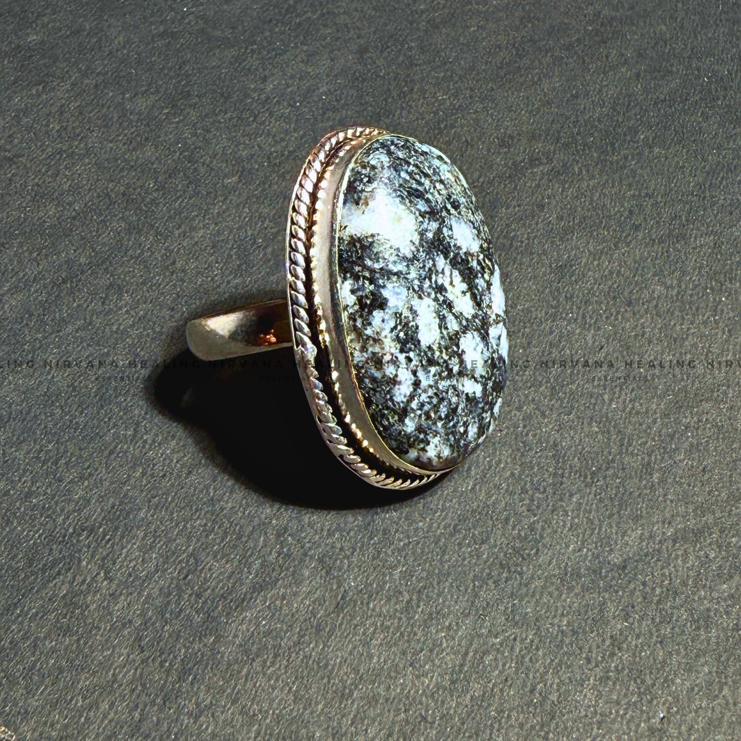 BLACK DALMATIAN OVAL RING (Stone of Joy, Protection & Grounding) image 4