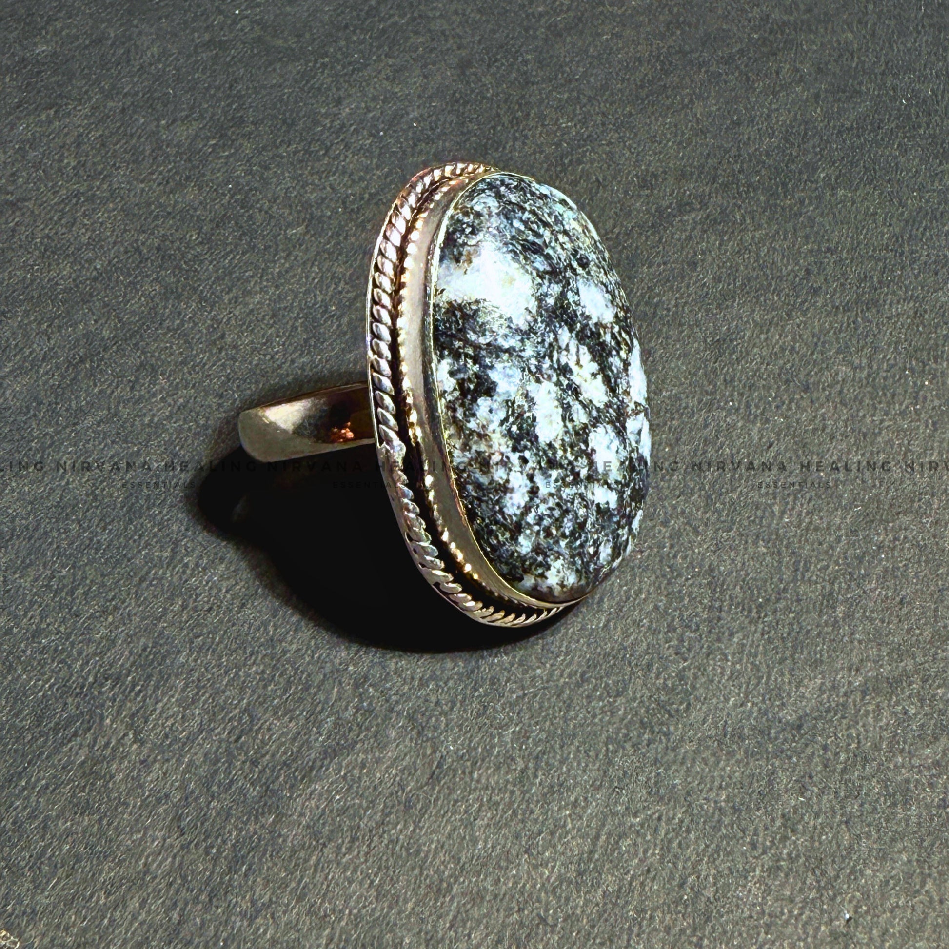BLACK DALMATIAN OVAL RING (Stone of Joy, Protection & Grounding) image 4