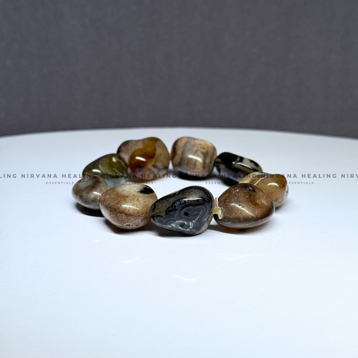 HAKIK SULEMANI TUMBLE OVAL BEADED BRACELET (Evil Eye Protection, Grounding And Energy Shielding). image 3