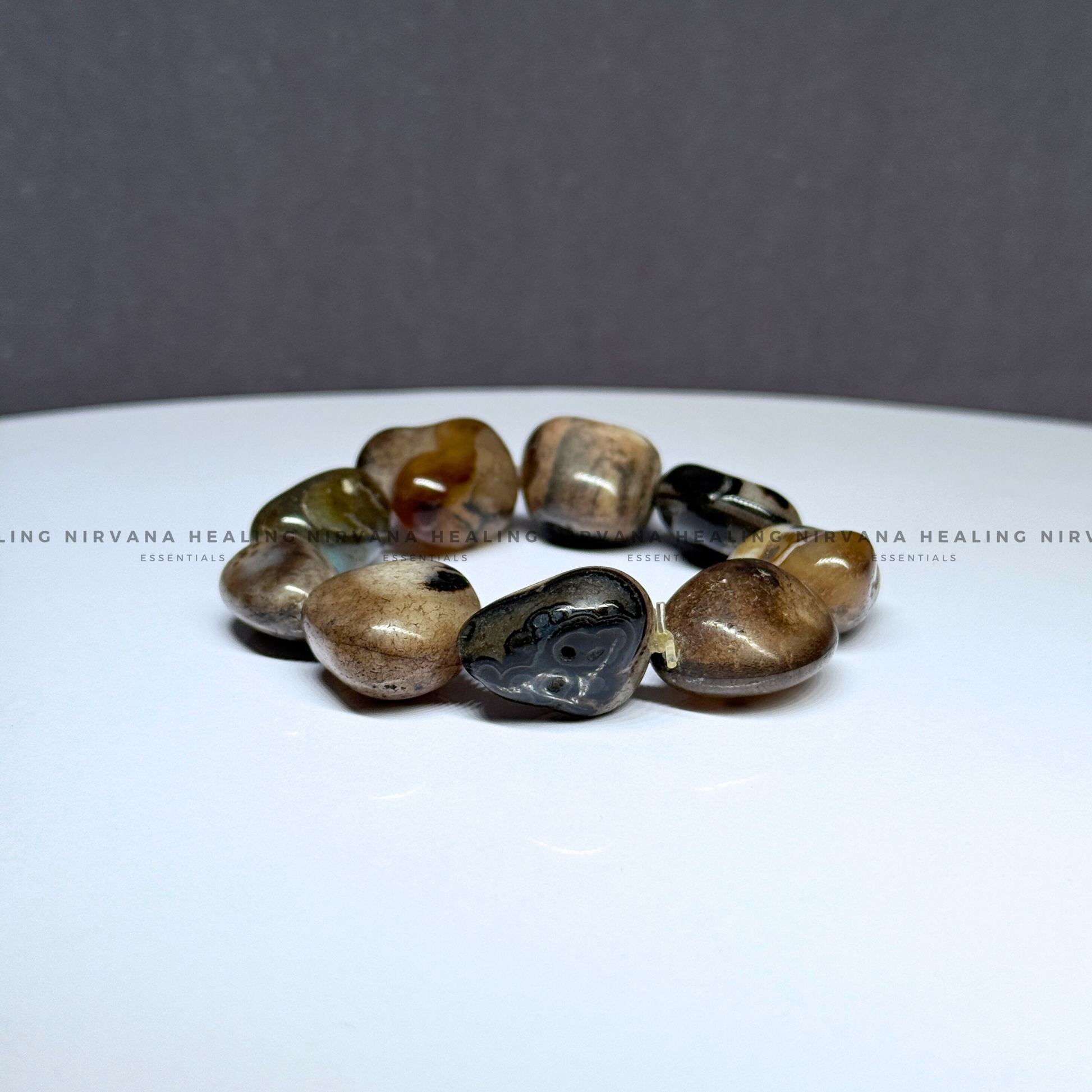 HAKIK SULEMANI TUMBLE OVAL BEADED BRACELET (Evil Eye Protection, Grounding And Energy Shielding). image 3
