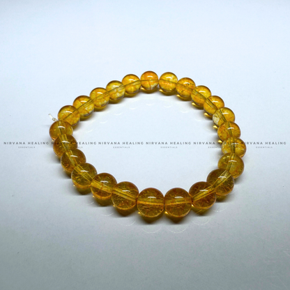 CITRINE YELLOW ROUND BEADED BRACELET (Abundance, Creativity, Success And Confidence).  image 2