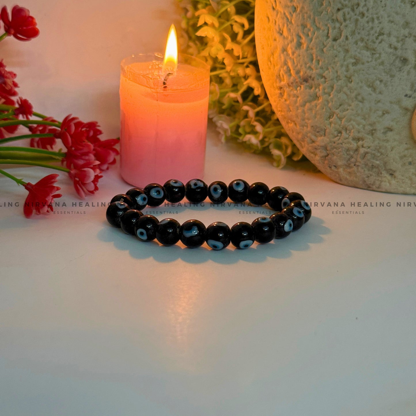 BLACK EVIL EYE ROUND BEADED BRACELET (Protection, Strength And Energy Shield) image 3