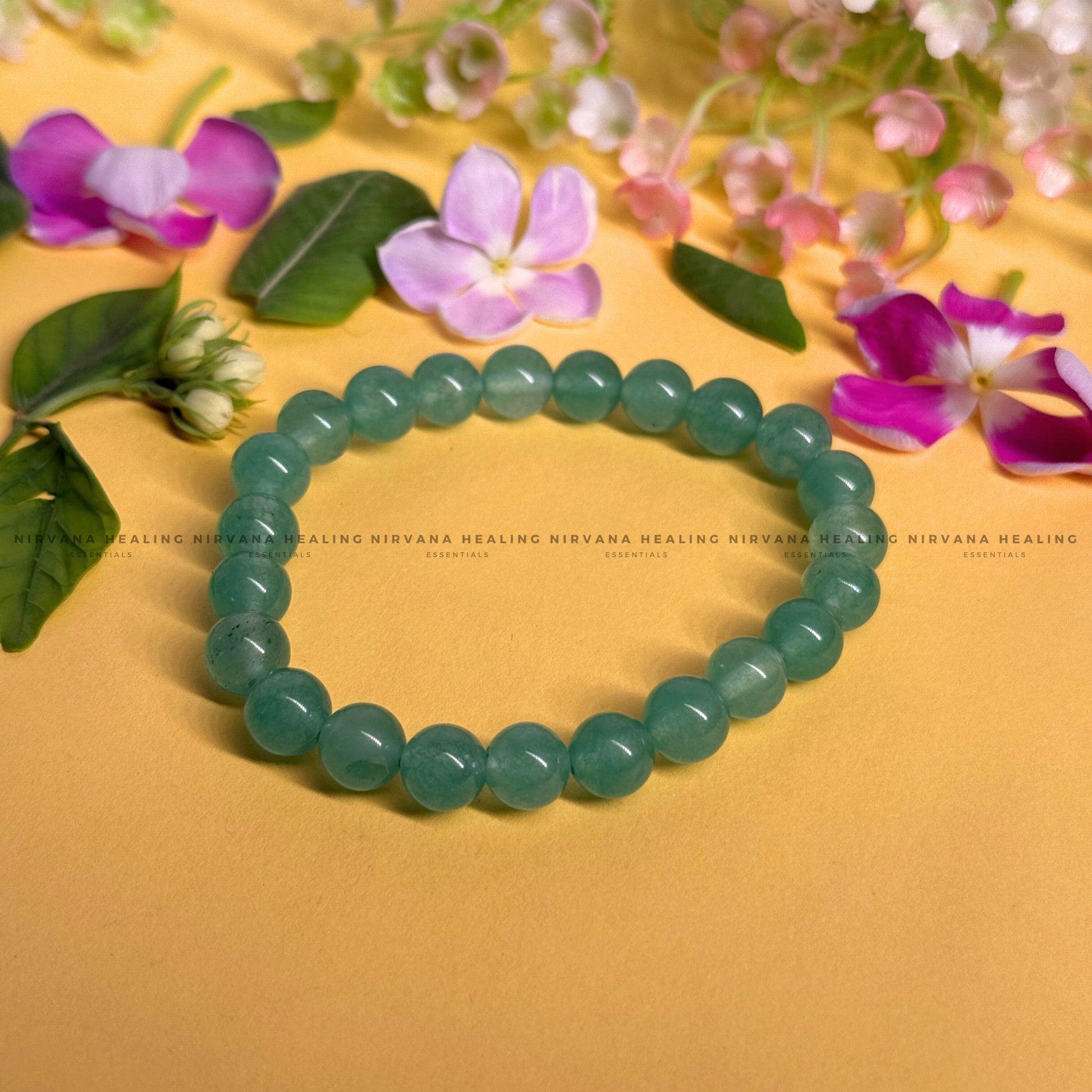 GREEN AGATE ROUND BEADED BRACELET (Balance, Healing, Renewal And Vitality) image 0
