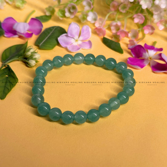 GREEN AGATE ROUND BEADED BRACELET (Balance, Healing, Renewal And Vitality) image 0