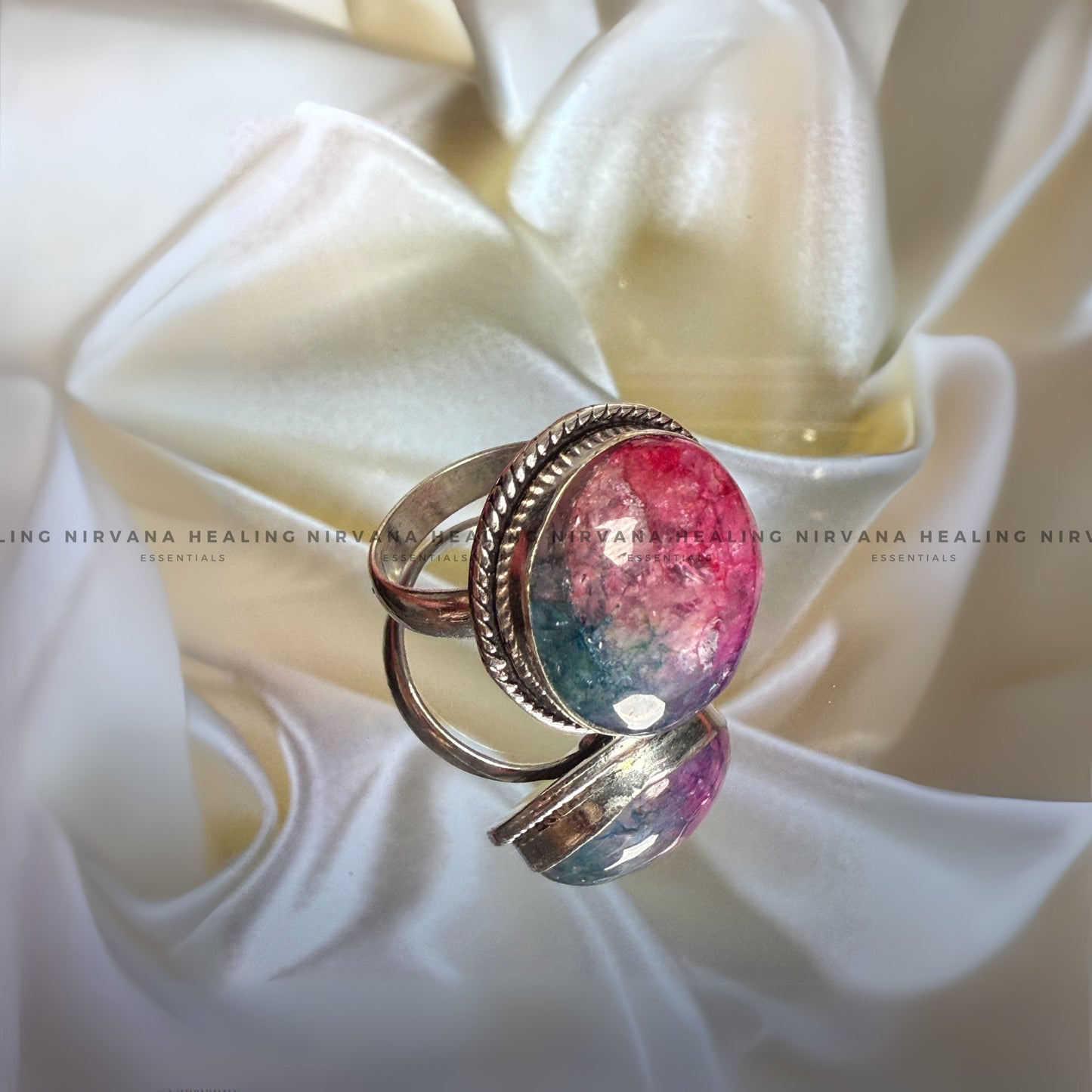 RAINBOW JADE ROUND RING (Harmony, Luck And Emotional Healing) image 0