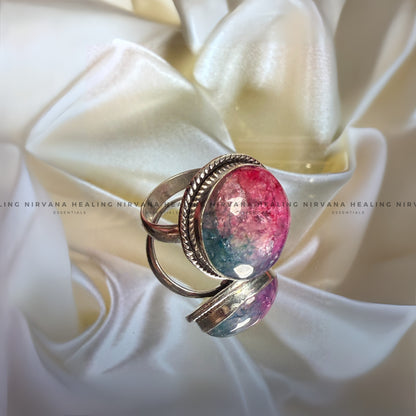 RAINBOW JADE ROUND RING (Harmony, Luck And Emotional Healing) image 0