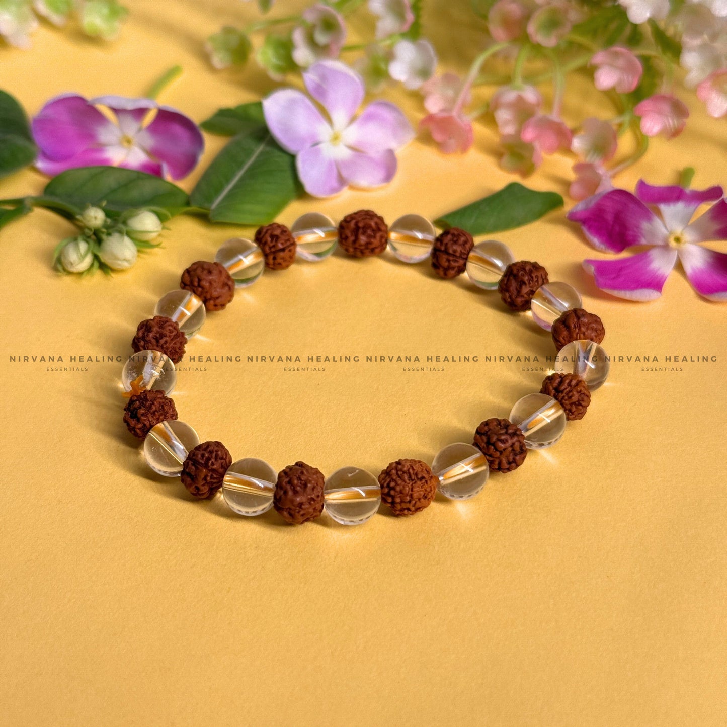 RUDRAKSH-SPHATIK ROUND BEADED BRACELET (Balance, Purity, Divine Protection) image 0