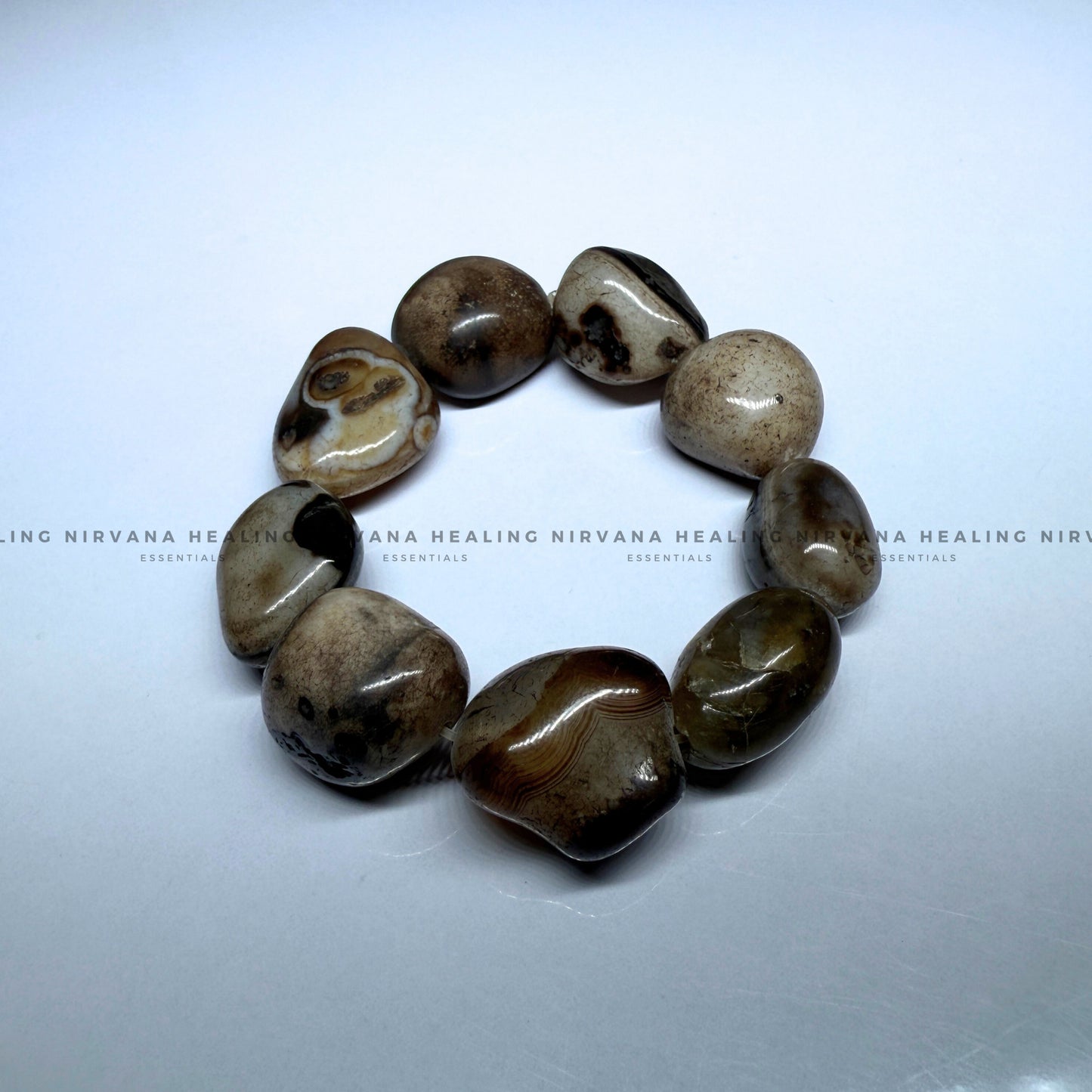 HAKIK SULEMANI TUMBLE OVAL BEADED BRACELET (Evil Eye Protection, Grounding And Energy Shielding). image 1