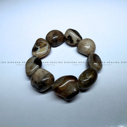 HAKIK SULEMANI TUMBLE OVAL BEADED BRACELET (Evil Eye Protection, Grounding And Energy Shielding). image 1