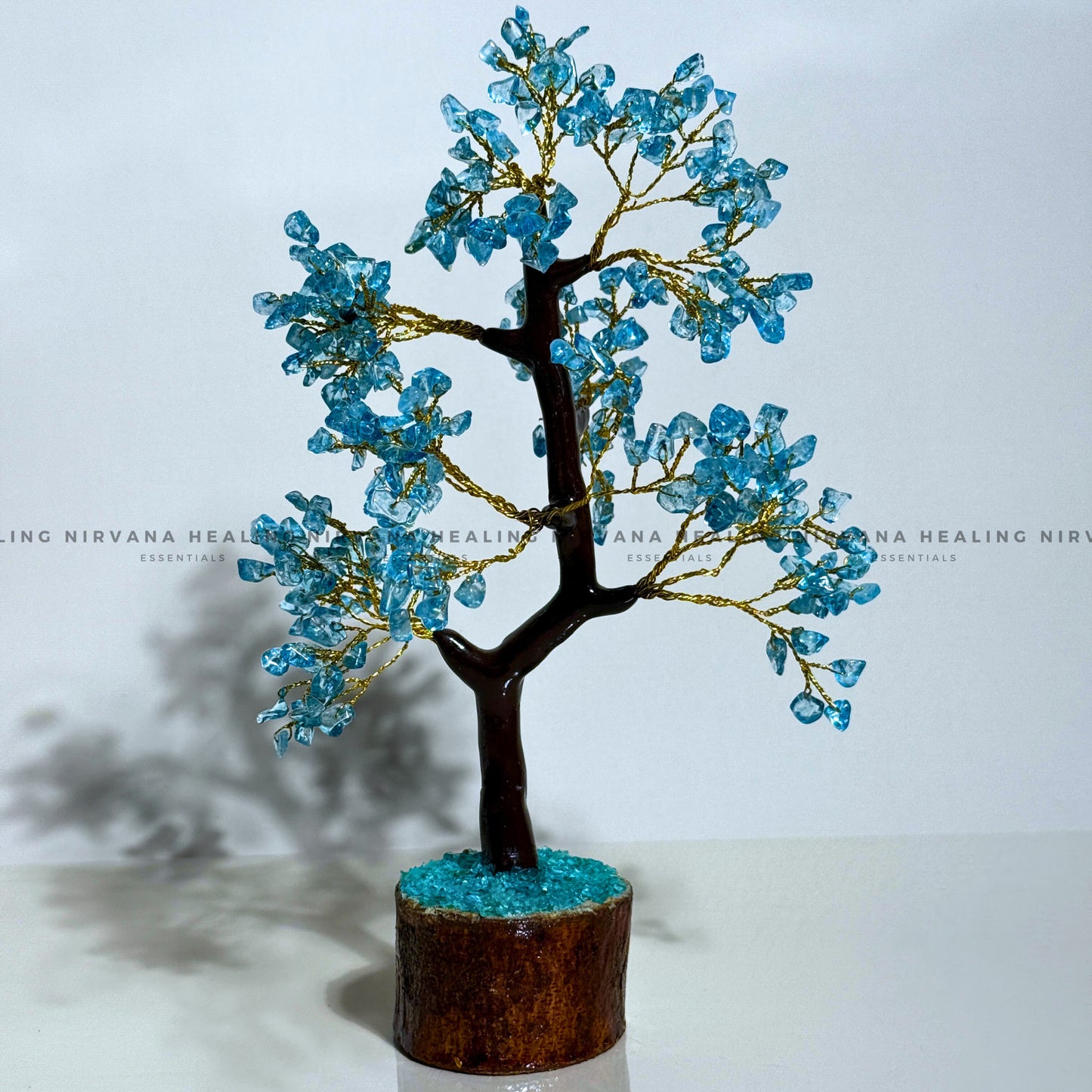 AQUAMARINE CRYSTAL TREE (BIG) Approx 300 Beads (Calm, Clarity, Courage And Emotional Healing) image 0