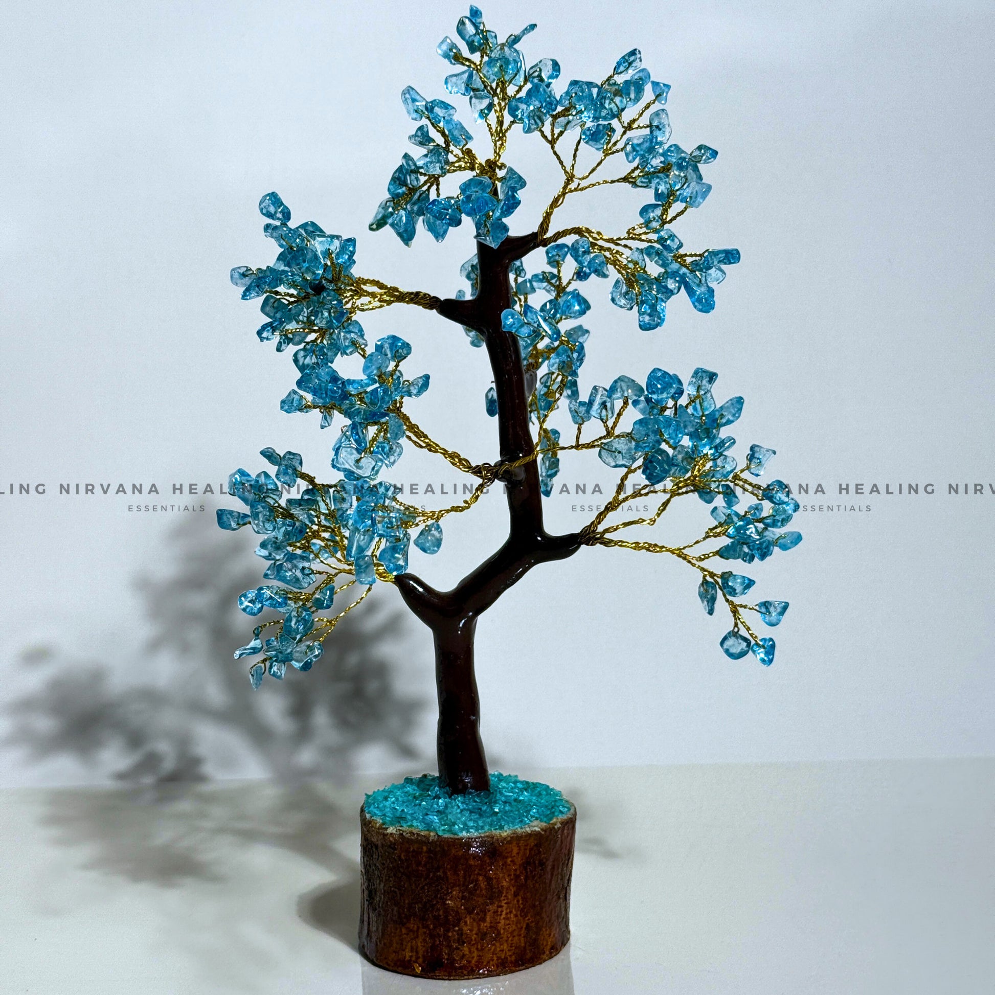 AQUAMARINE CRYSTAL TREE (BIG) Approx 300 Beads (Calm, Clarity, Courage And Emotional Healing) image 0