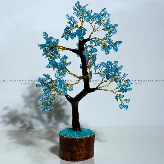 AQUAMARINE CRYSTAL TREE (BIG) Approx 300 Beads (Calm, Clarity, Courage And Emotional Healing) image 0