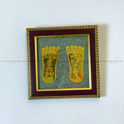 MAA LAKSHMI CHARAN PADUKA ON RAW PYRITE FRAME – Divine Footsteps of Wealth & Blessings image 4
