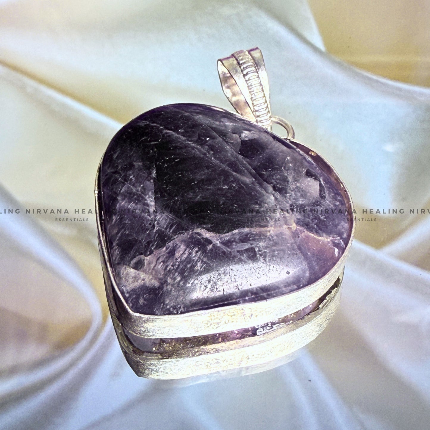 AMETHYST HEART SHAPED PENDANT (Meditation, Stress Reduction, Intuition And Manifestation) image 0
