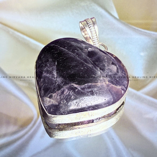 AMETHYST HEART SHAPED PENDANT (Meditation, Stress Reduction, Intuition And Manifestation) image 0