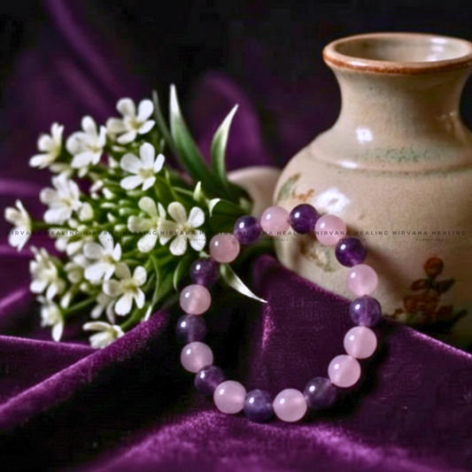 ROSE QUARTZ + AMETHYST BRACELET (Love, Peace & Emotional Healing) image 1