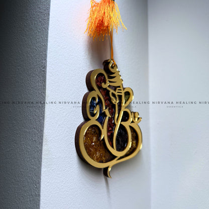 GANESHA SEVEN CHAKRA WALL HANGING WITH CRYSTAL CHIPS (Prosperity, Obstacle Removal And Chakra Healing) image 4