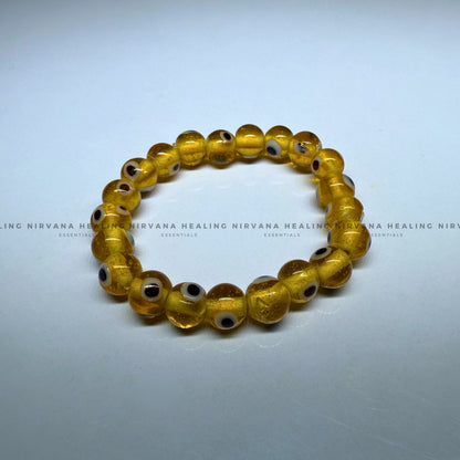 YELLOW CRYSTAL EVIL EYE ROUND BEADED BRACELET (Optimism, Clarity, Protection) image 2