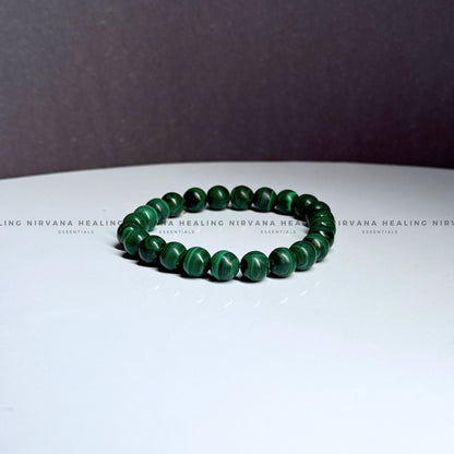 GREEN CATS EYE ROUND BEADED BRACELET (Protection, Prosperity And Intuition) image 2