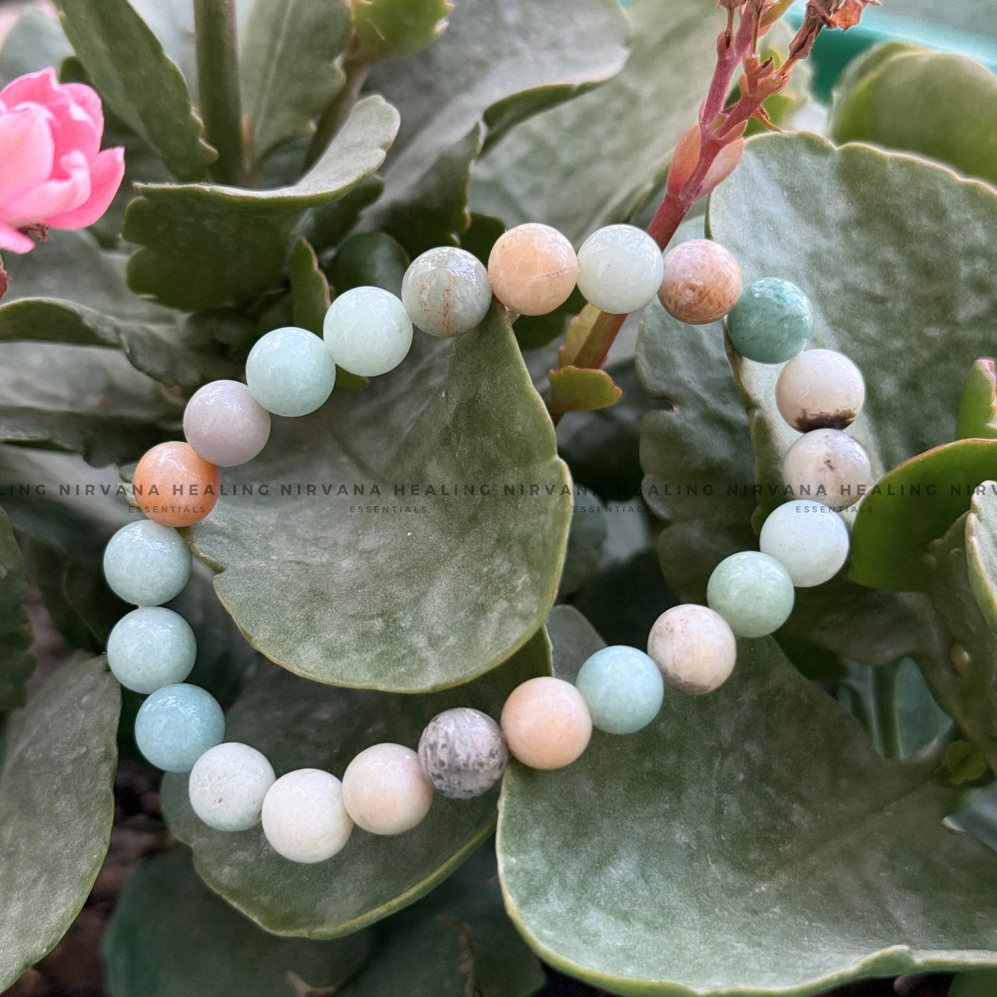 AQUAMARINE ROUND BEADED BRACELET (Calm, Clarity, Courage And Emotional Healing) image 4