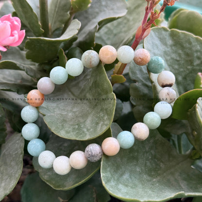AQUAMARINE ROUND BEADED BRACELET (Calm, Clarity, Courage And Emotional Healing) image 4