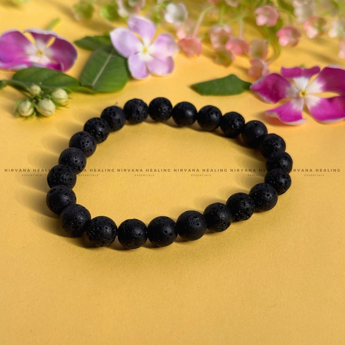BLACK LAVA ROUND BEADED BRACELET (Grounding, Stabilizing, Rebirth And Courage) image 0