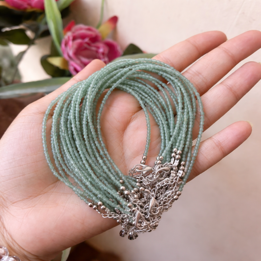 GREEN AGATE ANKLET - Balance, Calmness, Emotional Stability image 1