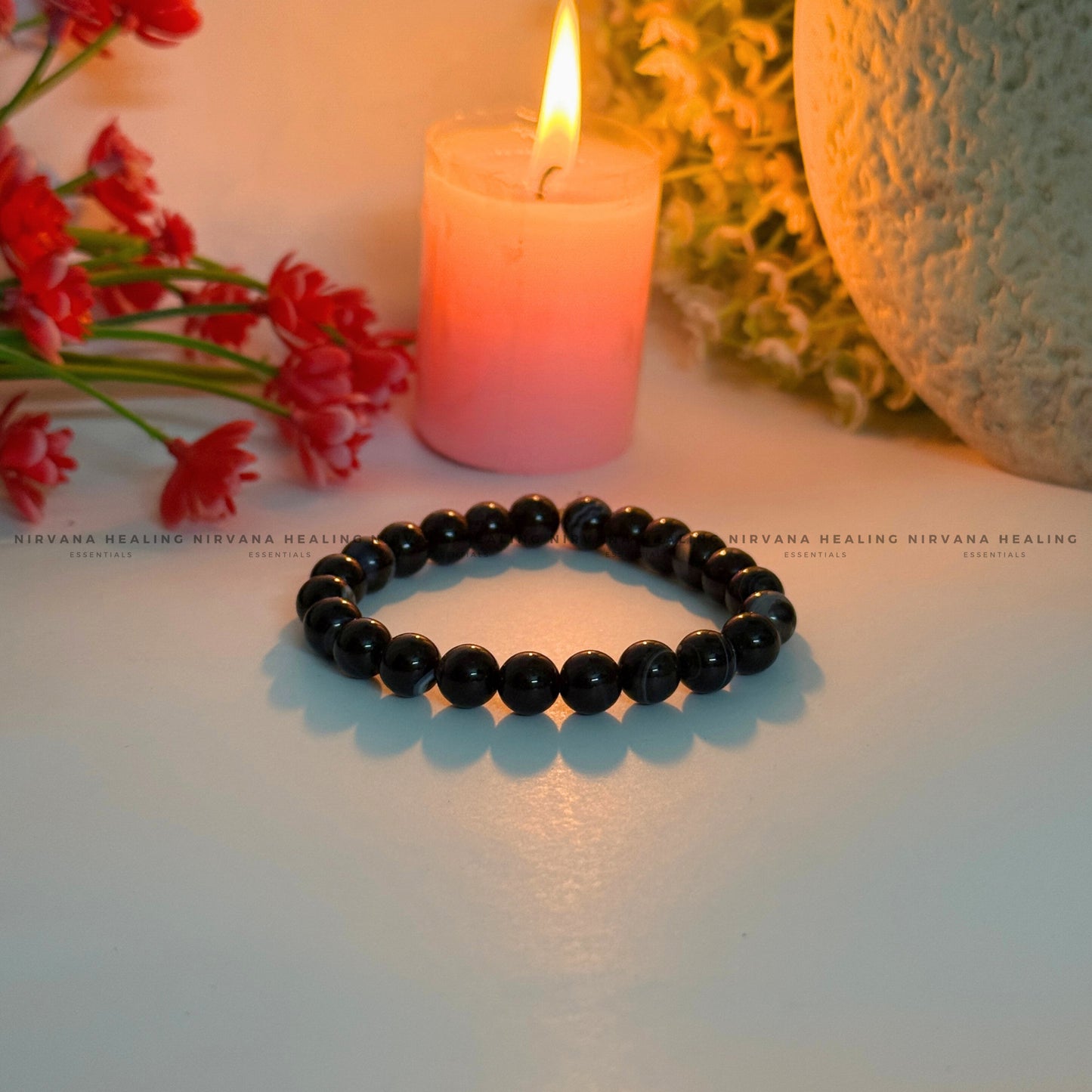 BLACK HAKIK SULEMANI ROUND BEADED BRACELET (Evil Eye Protection, Grounding and Energy Shielding). image 1
