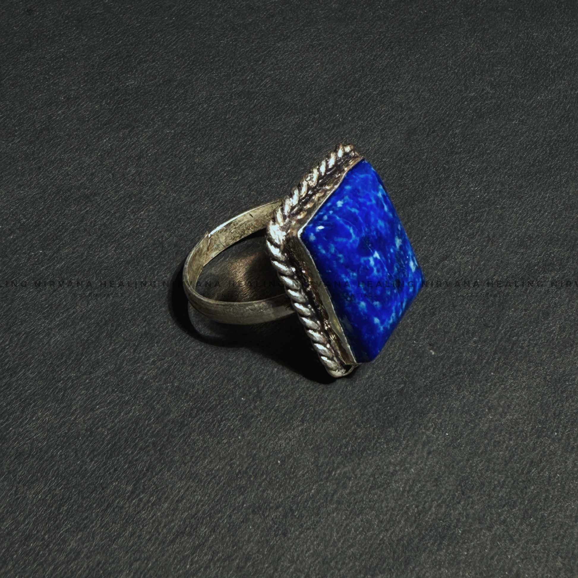 LAPIS JADE SQUARE RING (Communication, Truth, Ease Of Expression And Wisdom) image 2