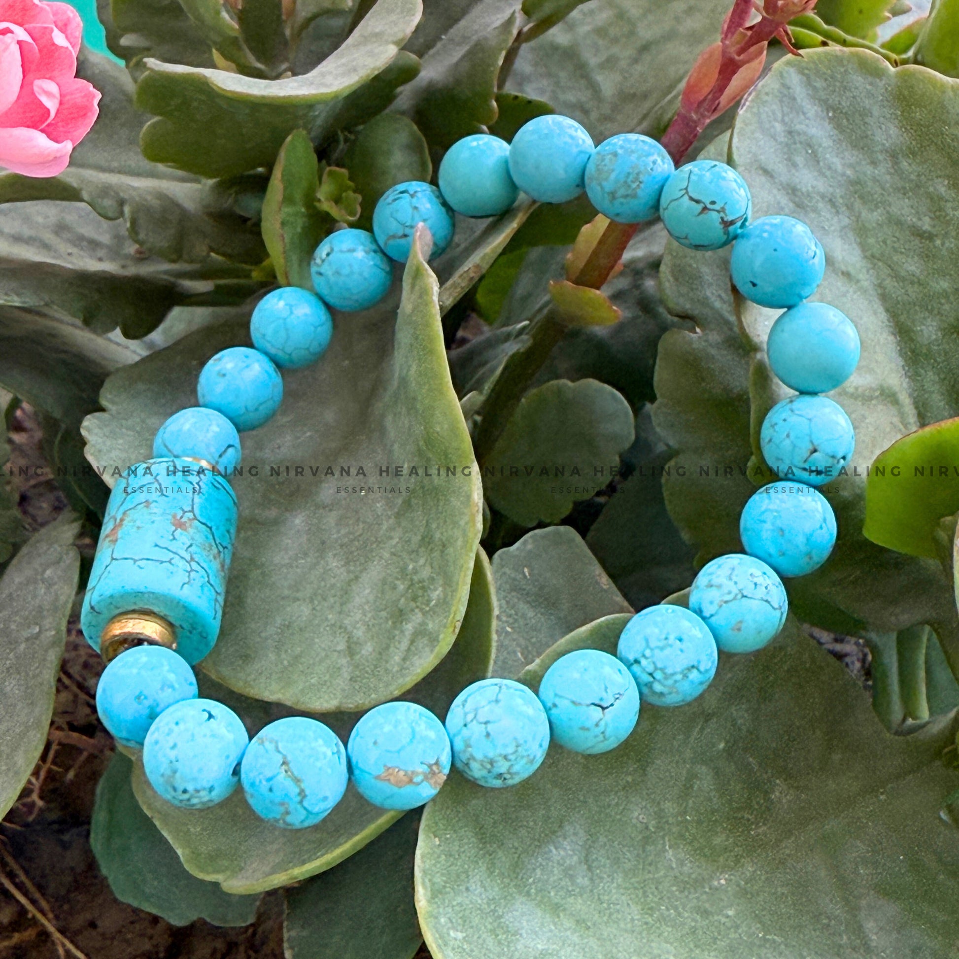 TURQUOISE ROUND BEADED DESIGN BRACELET (Divine Protection, Psycho Gifts, Healing, Wisdom, Truth) image 3