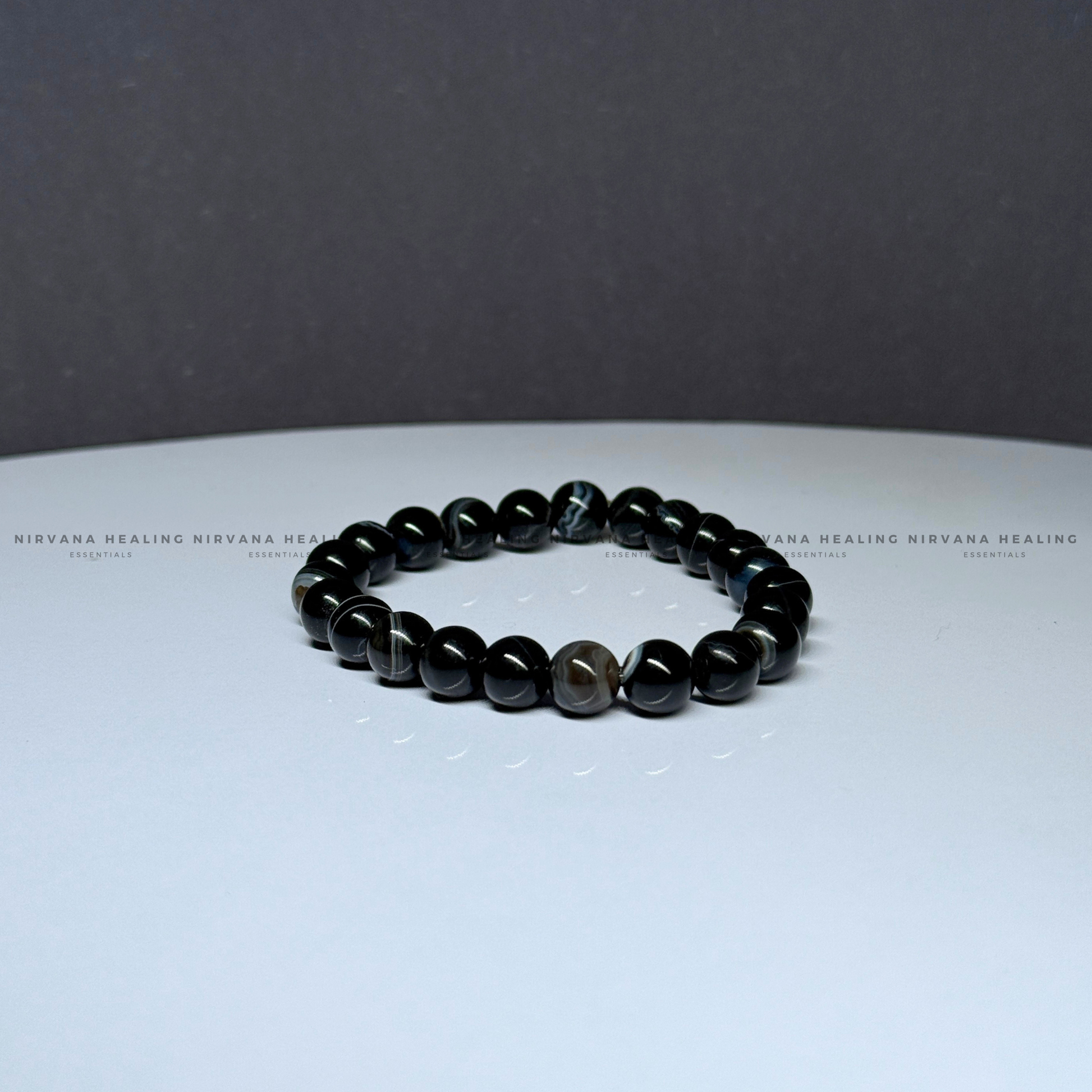 BLACK HAKIK SULEMANI ROUND BEADED BRACELET (Evil Eye Protection, Grounding and Energy Shielding). image 3