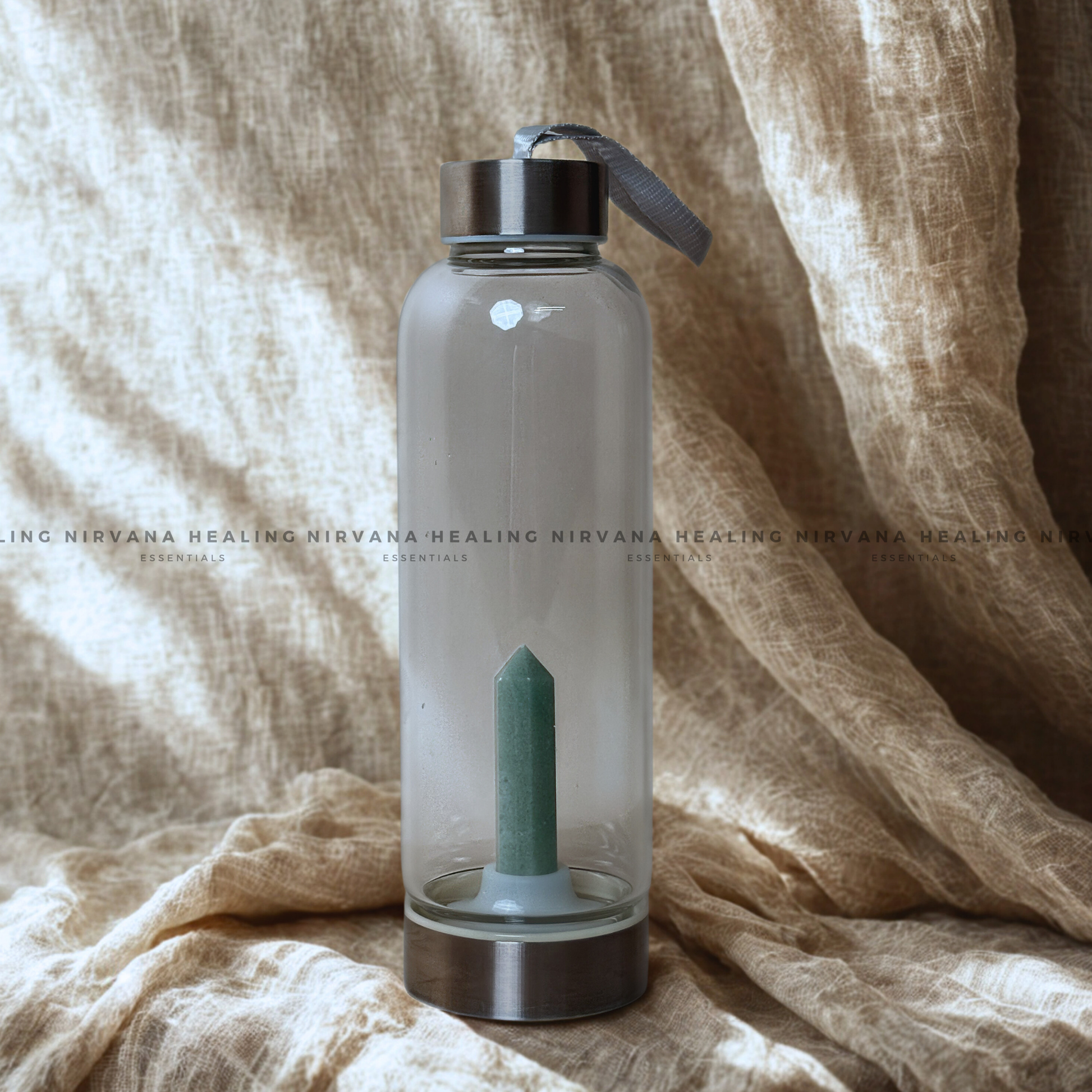 GREEN JADE INFUSED CRYSTAL ELIXIR BOTTLE (Luck, Harmony, Peace And Abundance) image 3