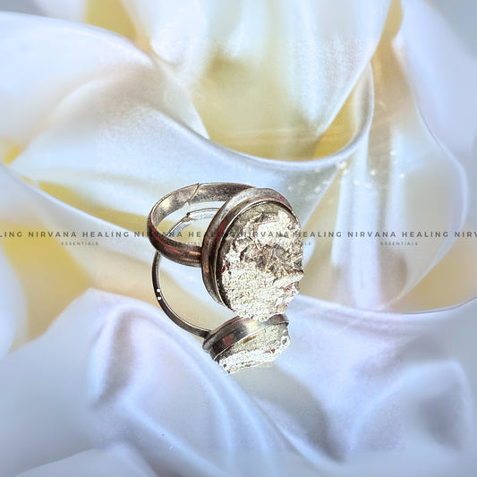 PYRITE RAW OVAL RING (Money Magnet, Prosperity, Fame, Abundance).  image 1