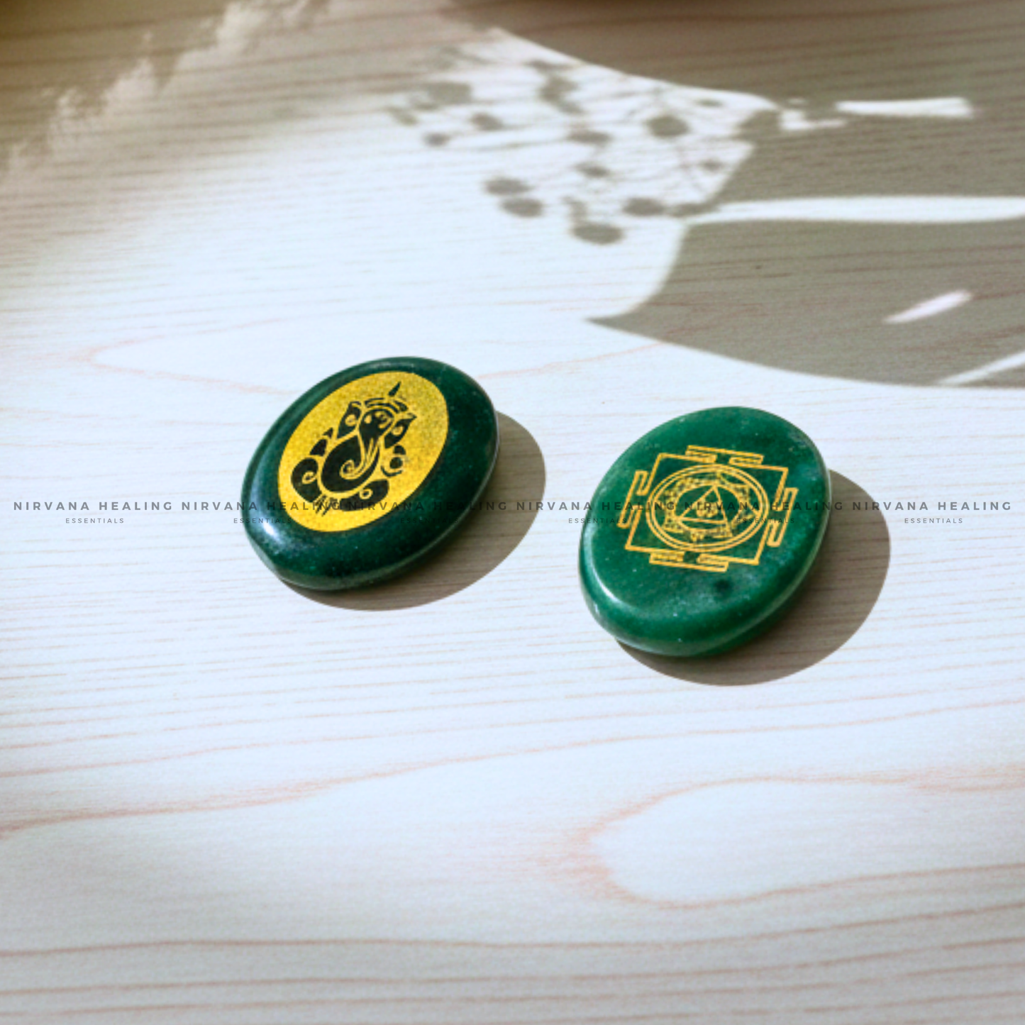 GREEN AVENTURINE GANESHA ZIBU COIN (Luck, Opportunity, Obstacle Removal) image 1