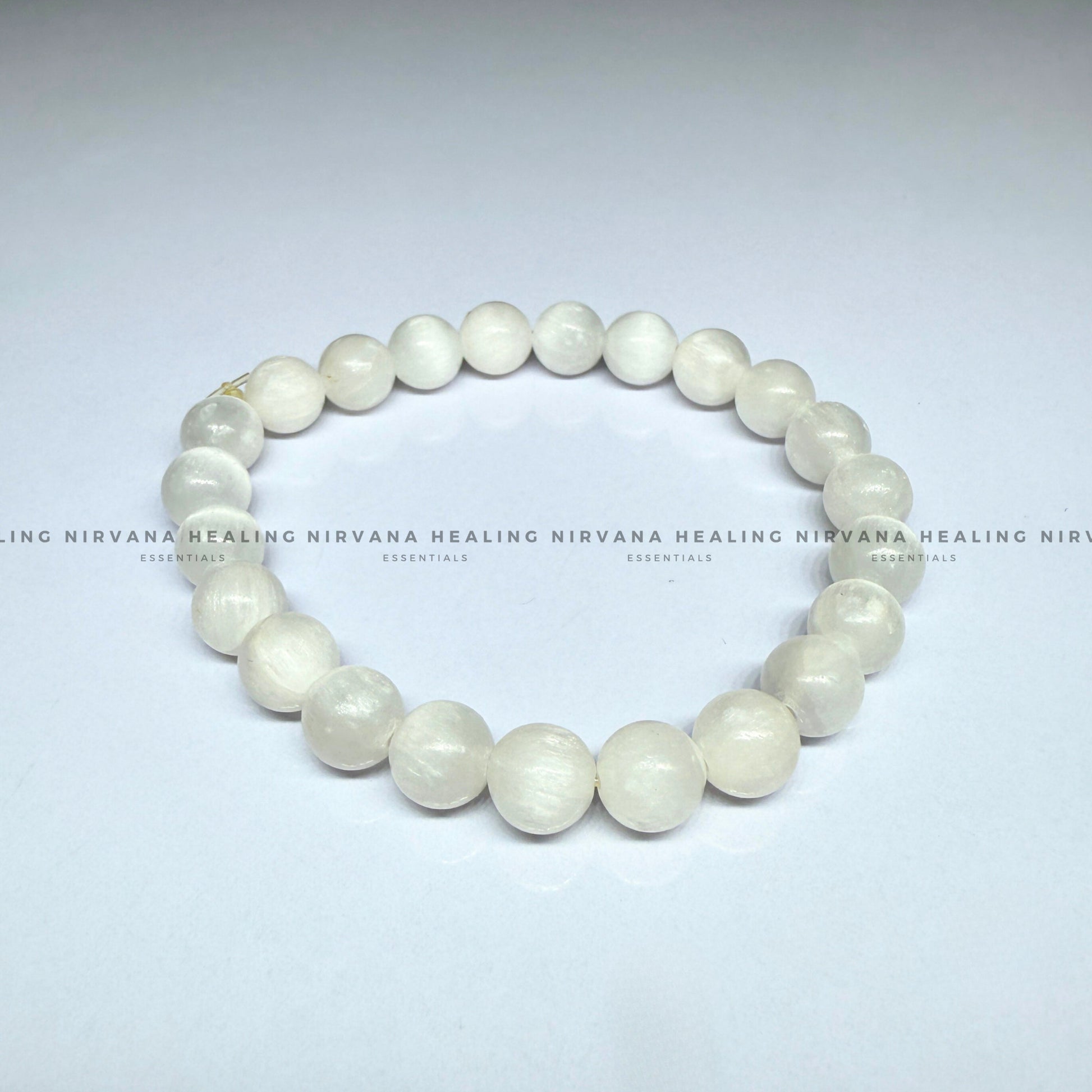 SELENITE ROUND BEADED BRACELET (Aura Cleansing ,Charging, Cleansing And Purification) image 2